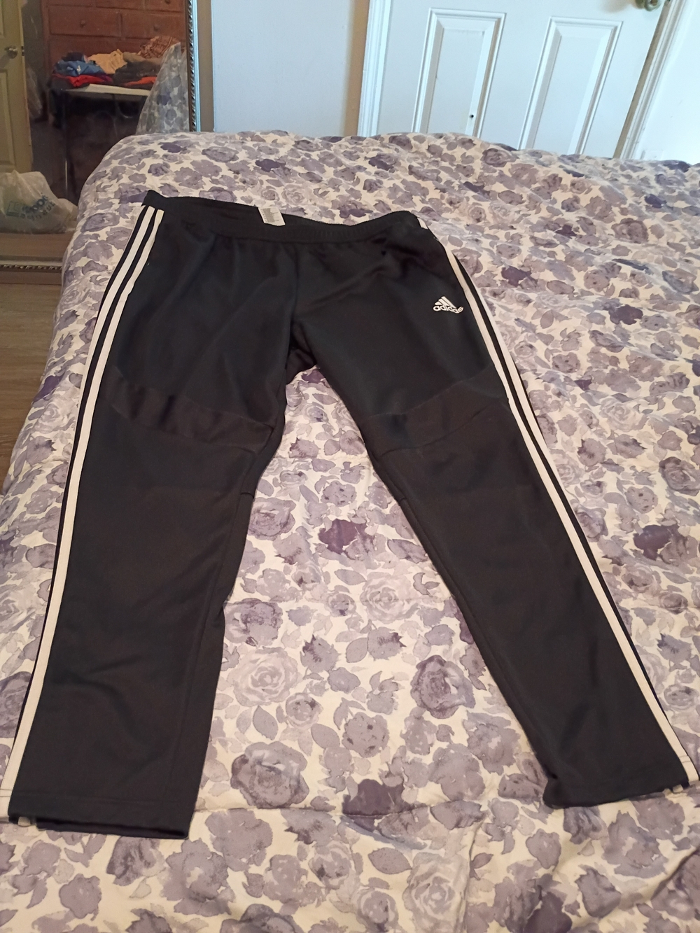 Adidas Kids Black Track Pants with White Side Stripes